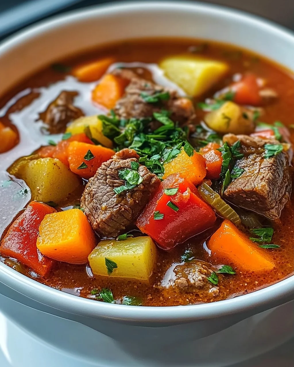 Authentische deutsche Rinder-Gulaschsuppe - unwiderstehlich!