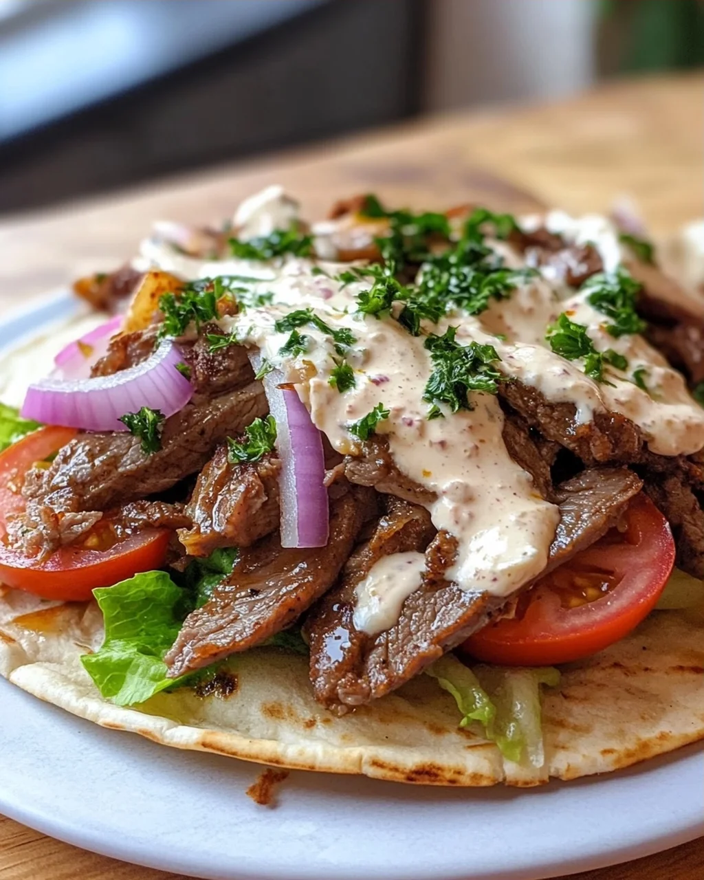 Beef Gyros with Delicious Non-Alcohol Metaxa Sauce Recipe