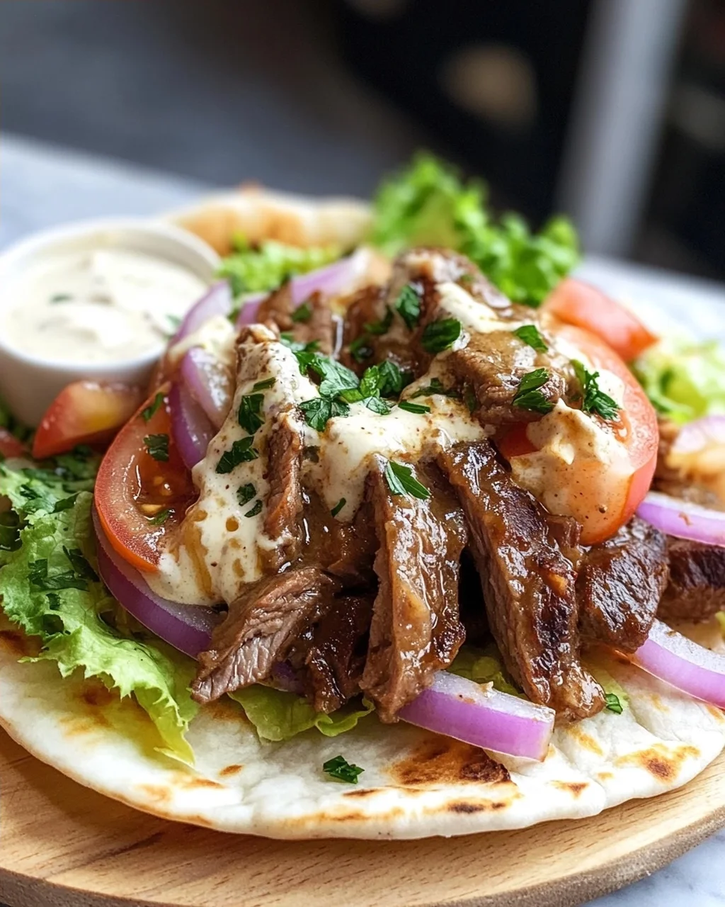 Beef Gyros with Delicious Non-Alcohol Metaxa Sauce Recipe