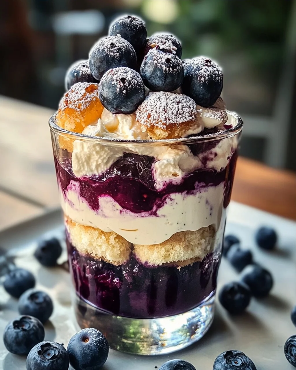 Blaubeer Tiramisu im Glas ohne Ei & Alkohol