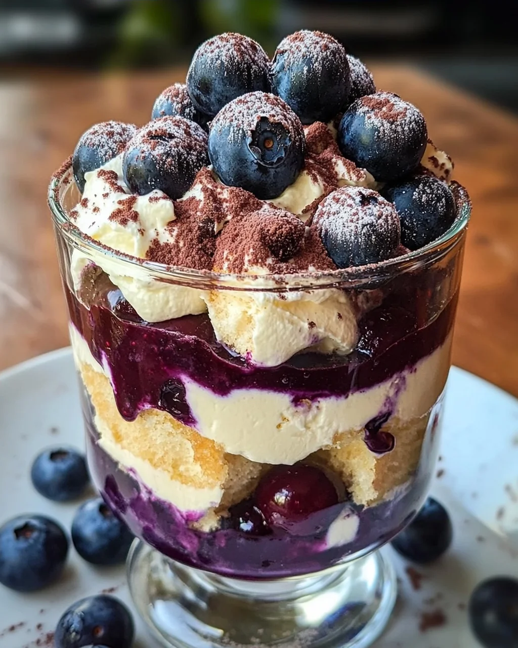 Blaubeer Tiramisu im Glas ohne Ei & Alkohol