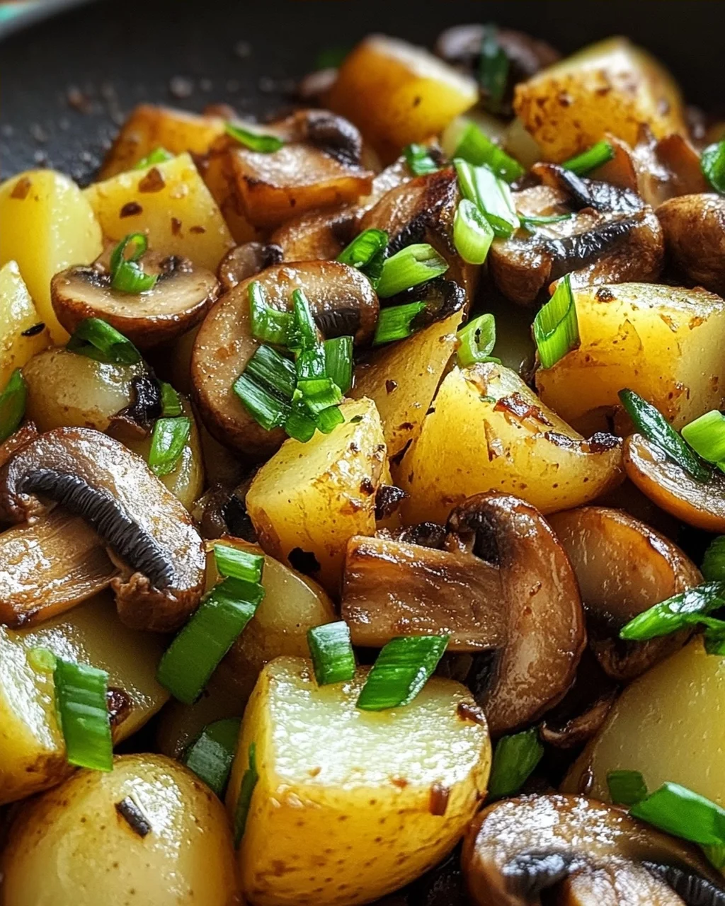 Champignon-Kartoffel-Pfanne mit Frühlingszwiebeln