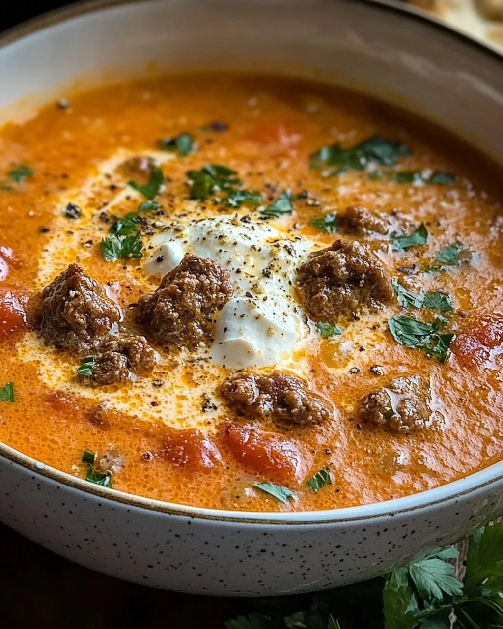 Cremige Rinderwurst-Tomaten-Frischkäse-Suppe Rezept