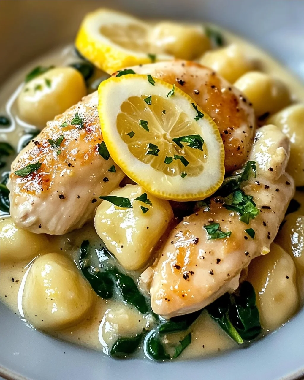 Cremige Zitronen-Hähnchen Gnocchi