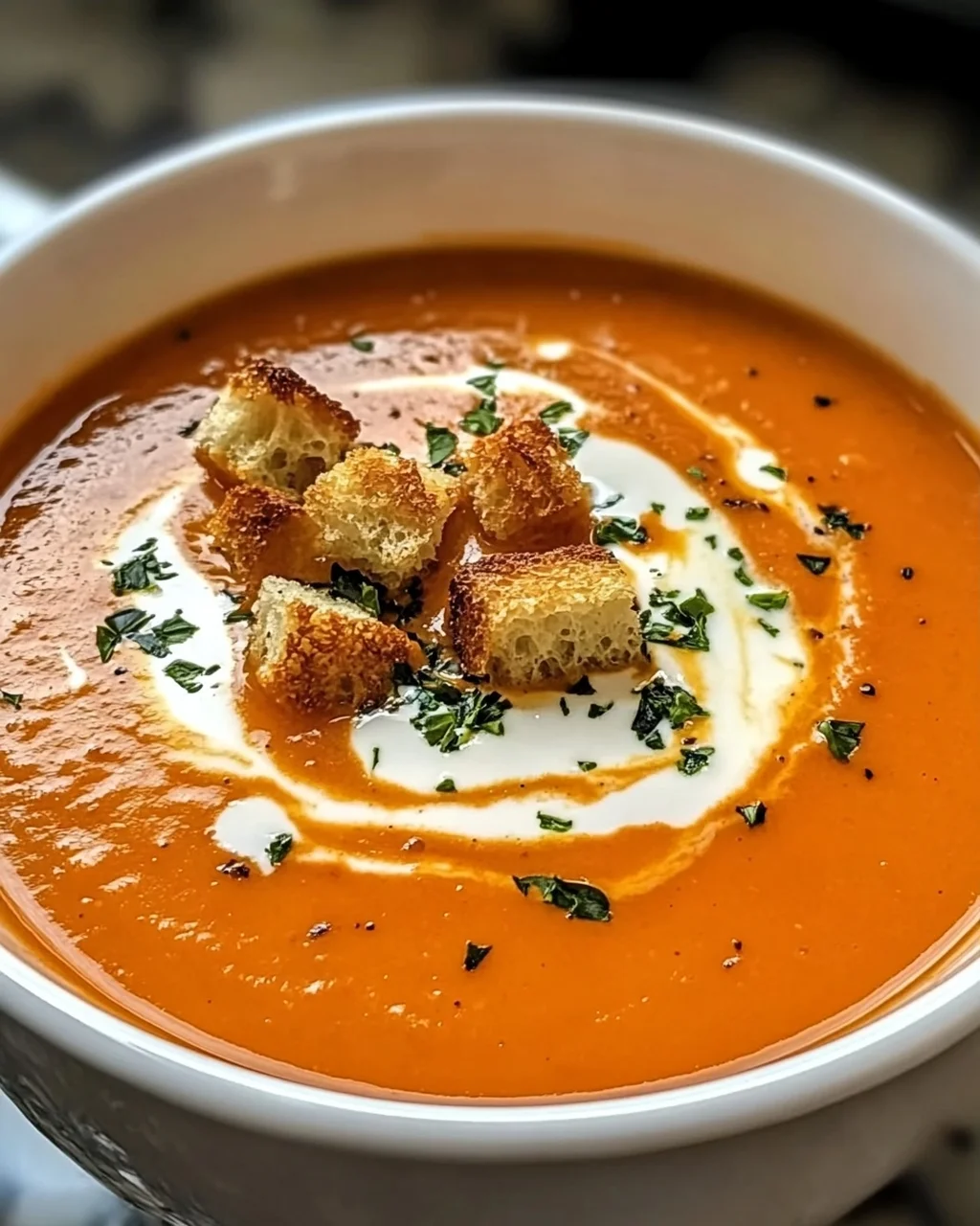 Cremige geröstete Paprika Gouda Suppe für kalte Tage