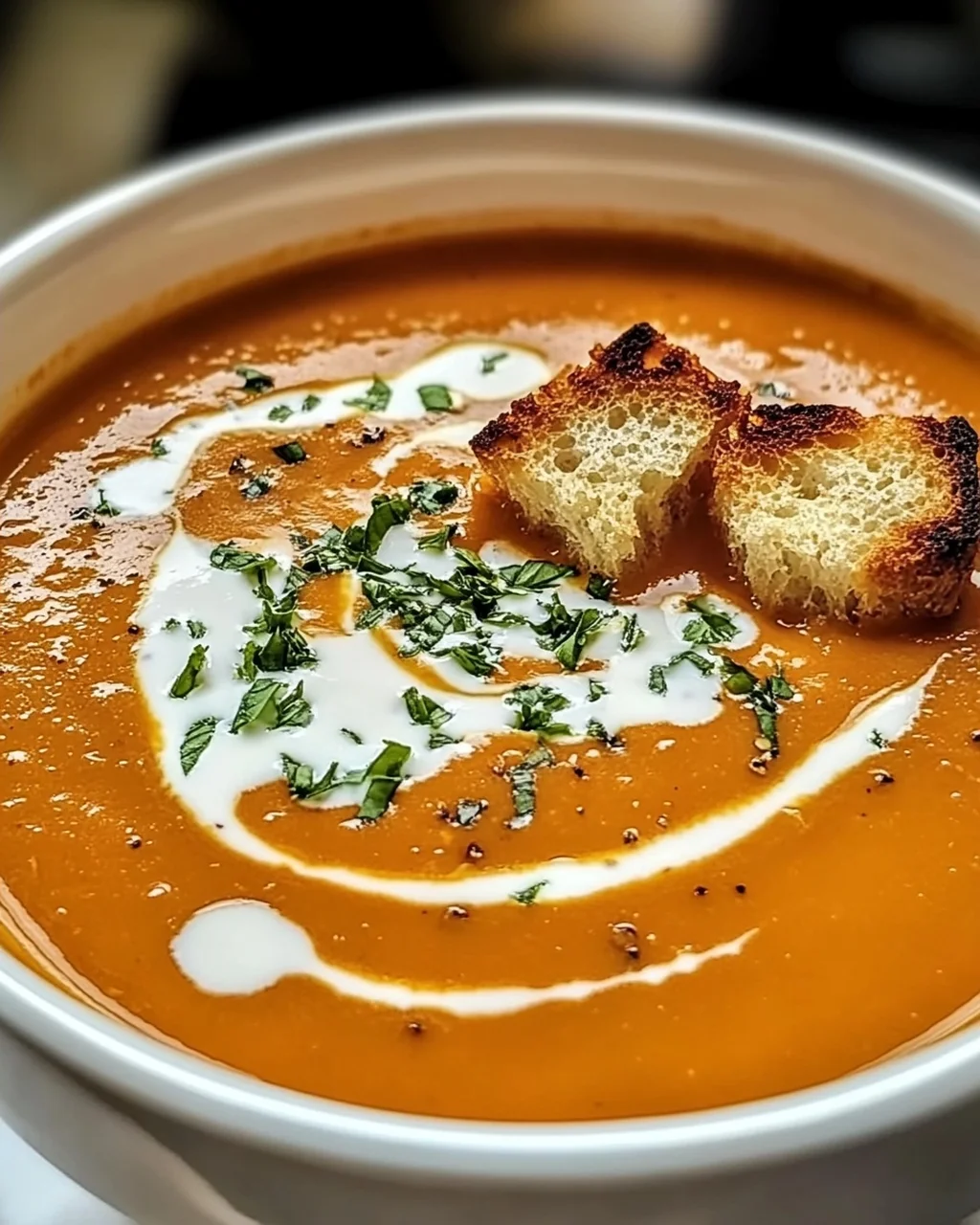 Cremige geröstete Paprika Gouda Suppe für kalte Tage