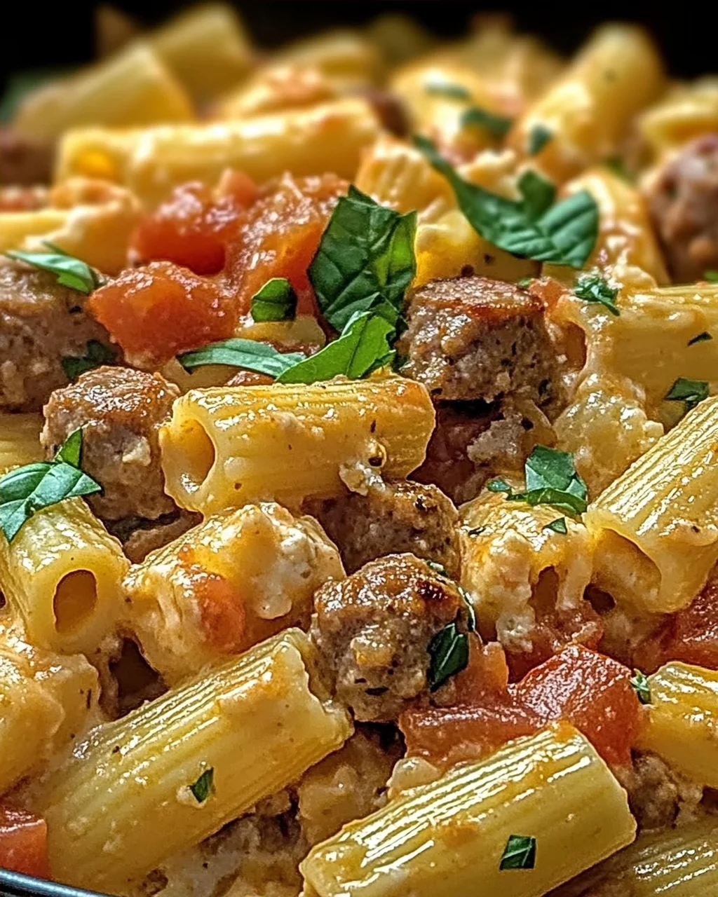 Cremige italienische Wurst Rigatoni schnell zubereiten