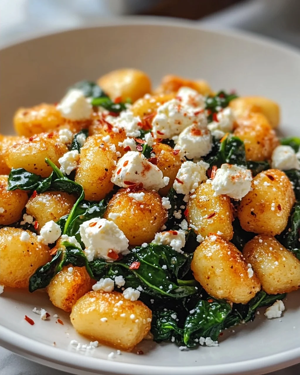 Crispy Gnocchi mit Spinat und Feta – Knusprig lecker!