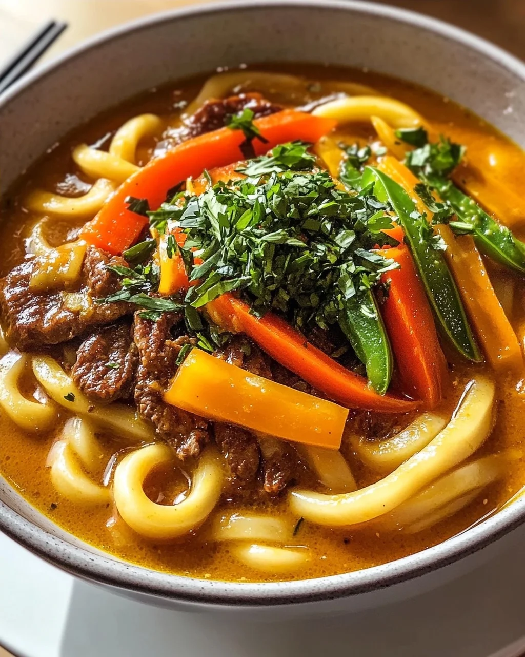 Curry Udon Ramen mit Karotten & Paprika – Schnell & Lecker!