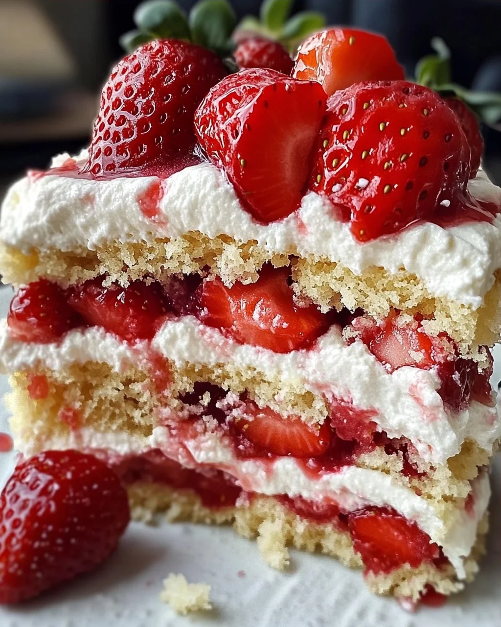 Erdbeertorte mit Biskuit und Quark