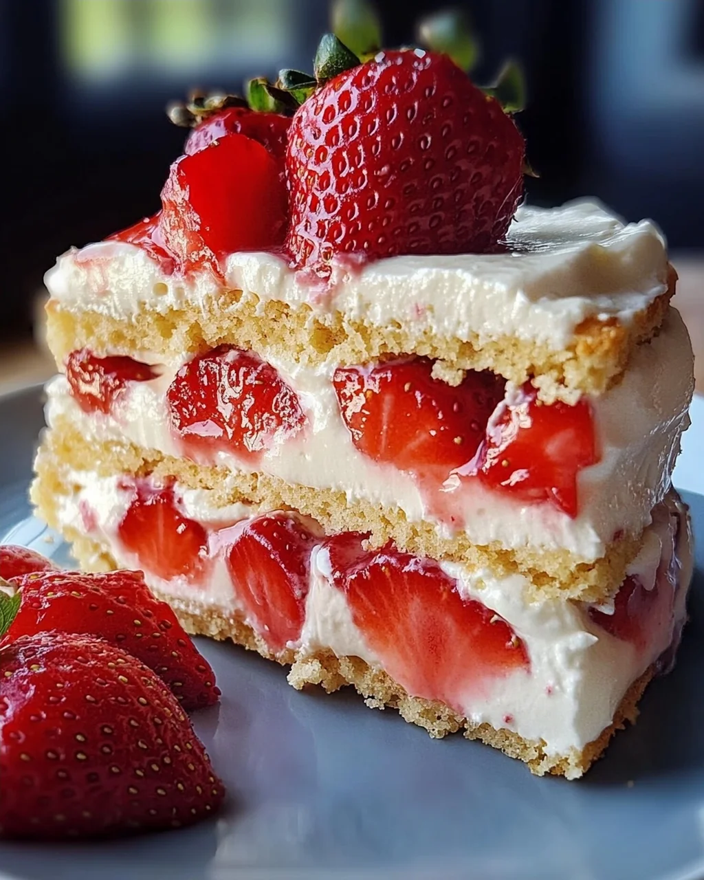 Erdbeertorte mit Biskuit und Quark