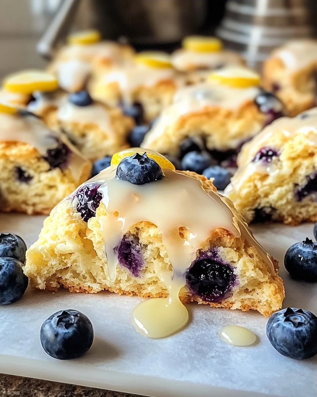 Fruchtige Blaubeer-Scones mit Zitronenguss