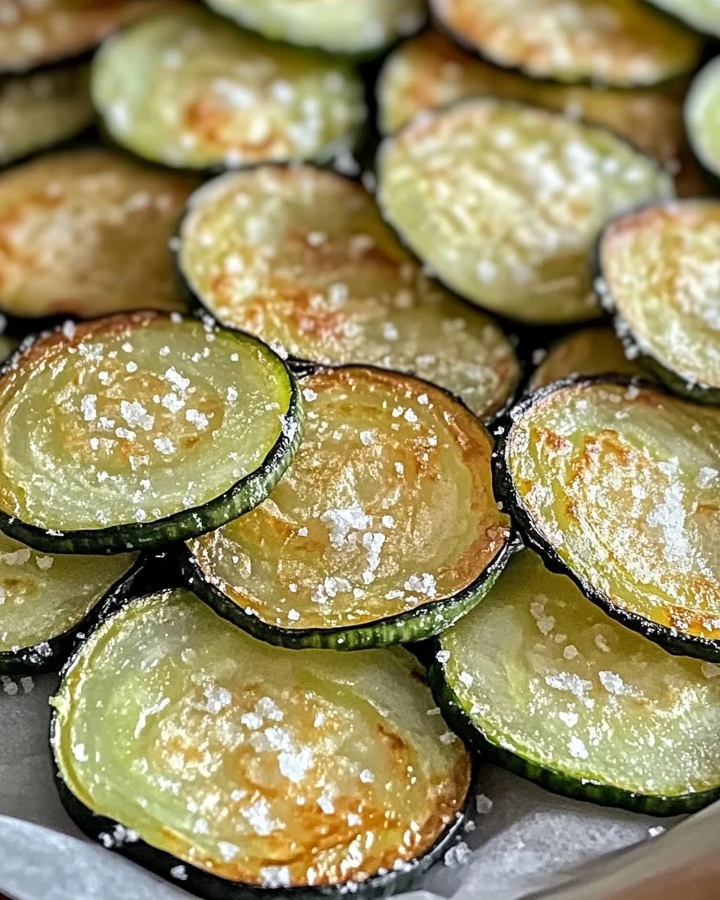 Gebratene Gurkenchips mit Salz- und Essiggeschmack