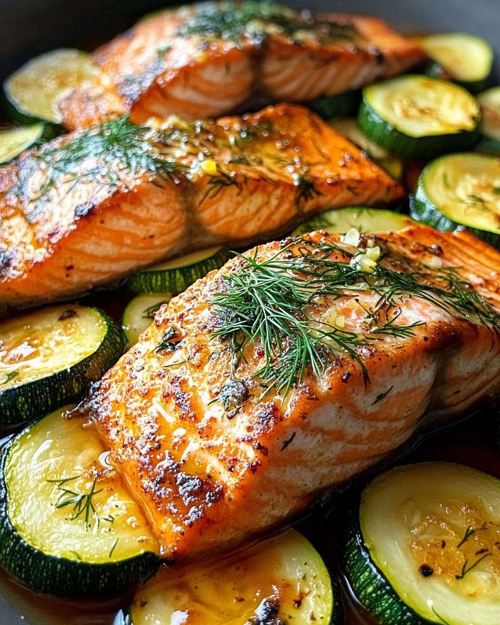 Gebratener Lachs mit Zucchini
