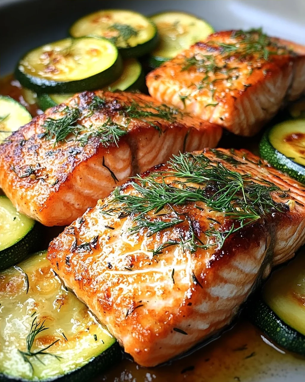 Gebratener Lachs mit Zucchini