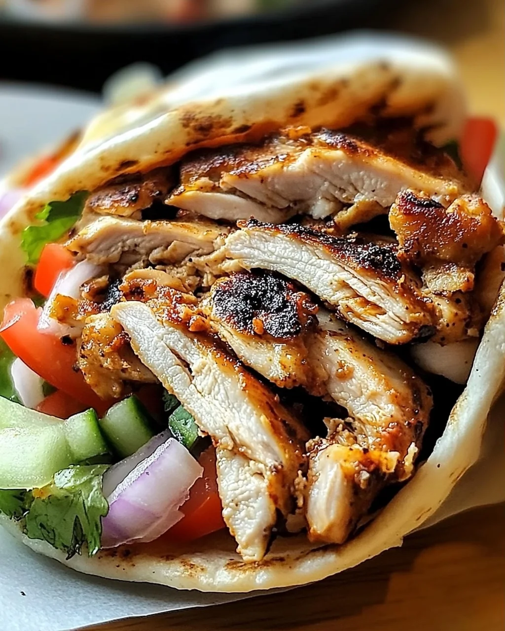 Geröstetes Hähnchen Shawarma Gyros