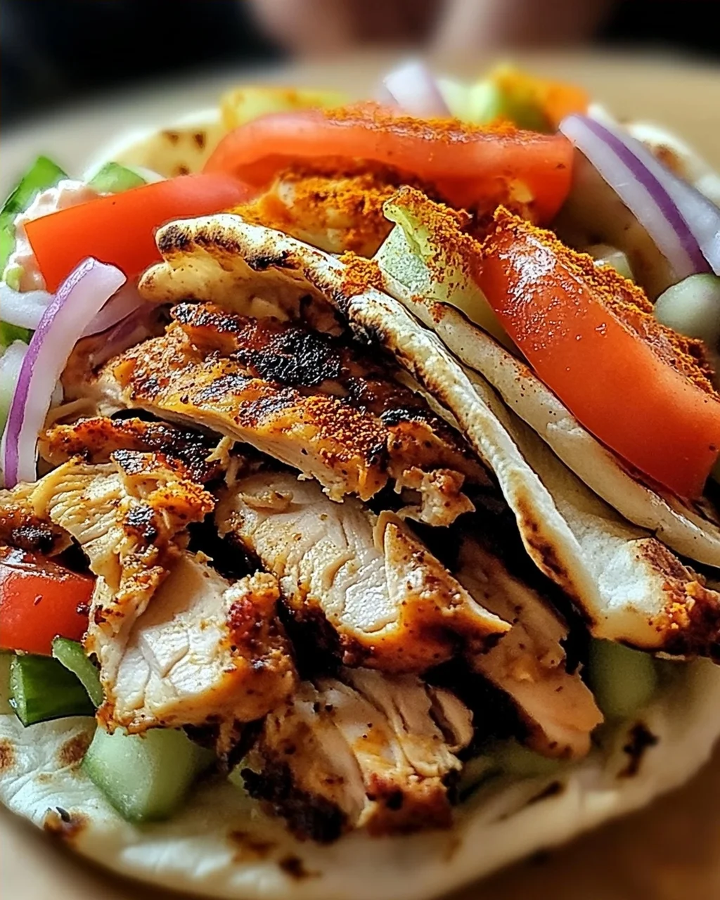 Geröstetes Hähnchen Shawarma Gyros