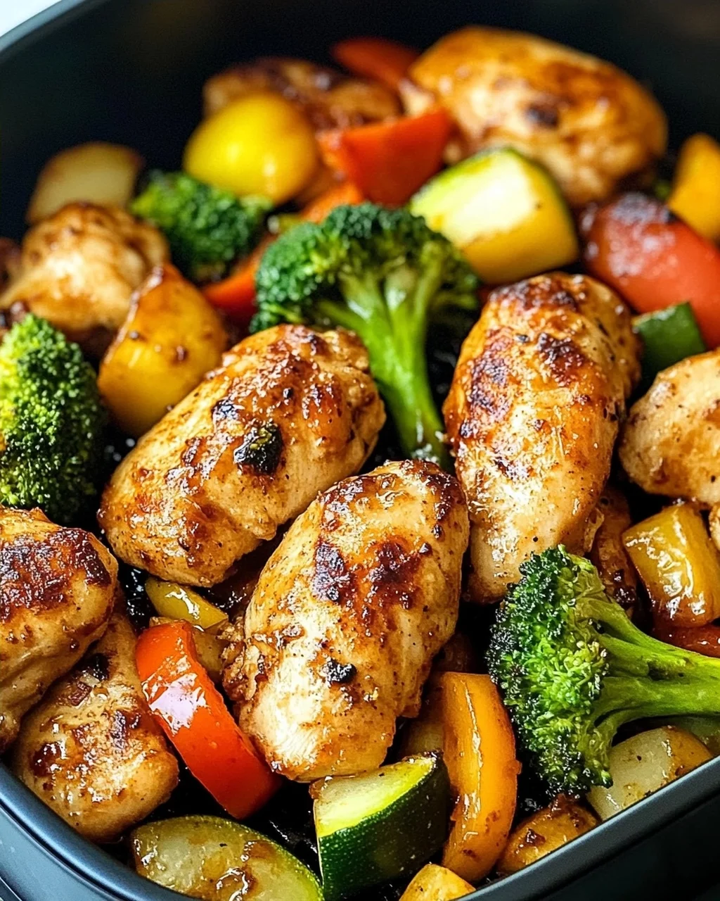 Gesunde Heißluftfritteuse Hähnchen und Gemüse in 20 Minuten