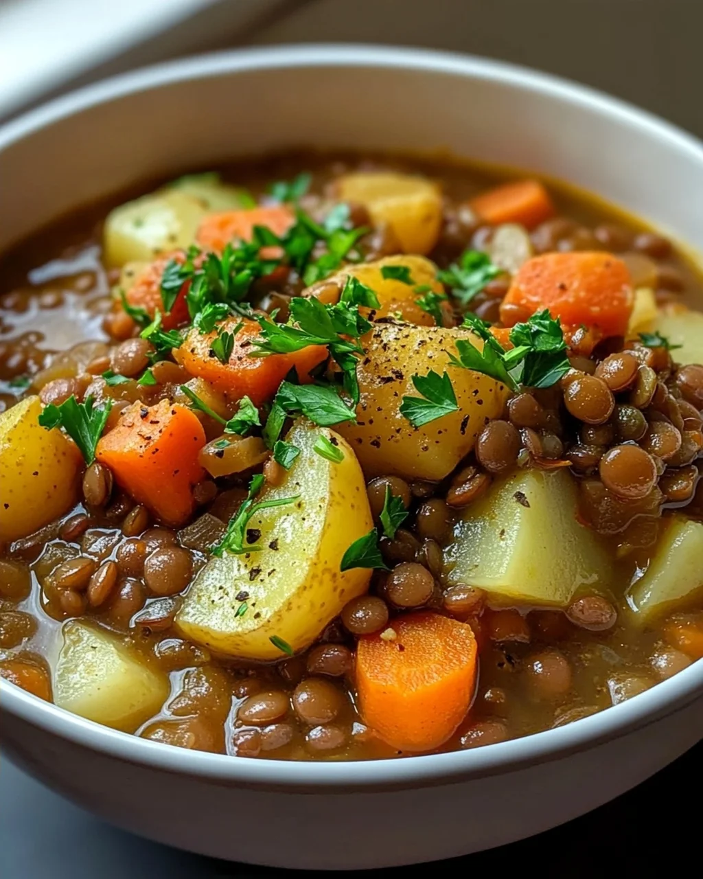Hearty Lentil Potato Stew Delight