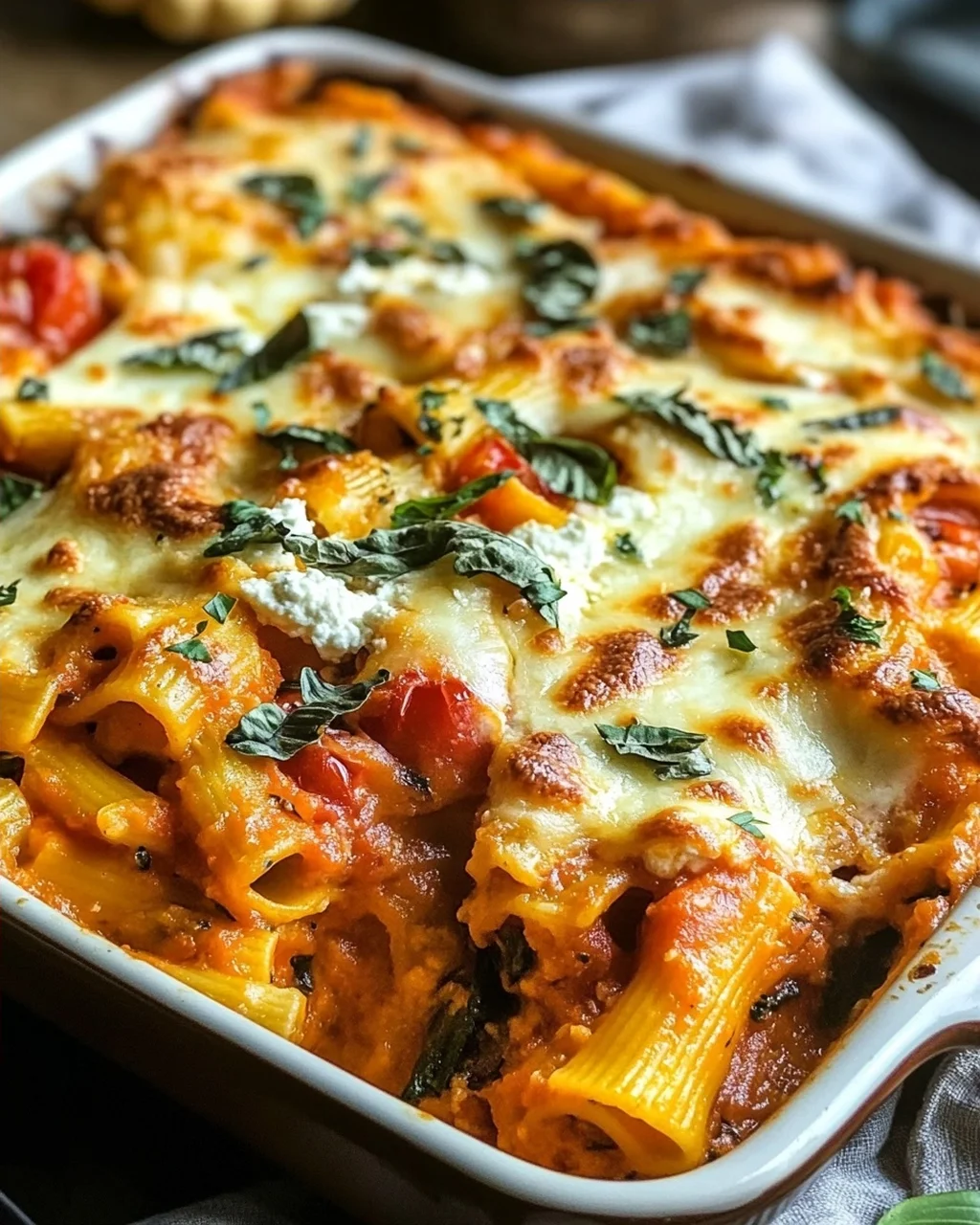 Herbstlicher Nudelauflauf: Kürbis, Tomate & Ricotta Traum