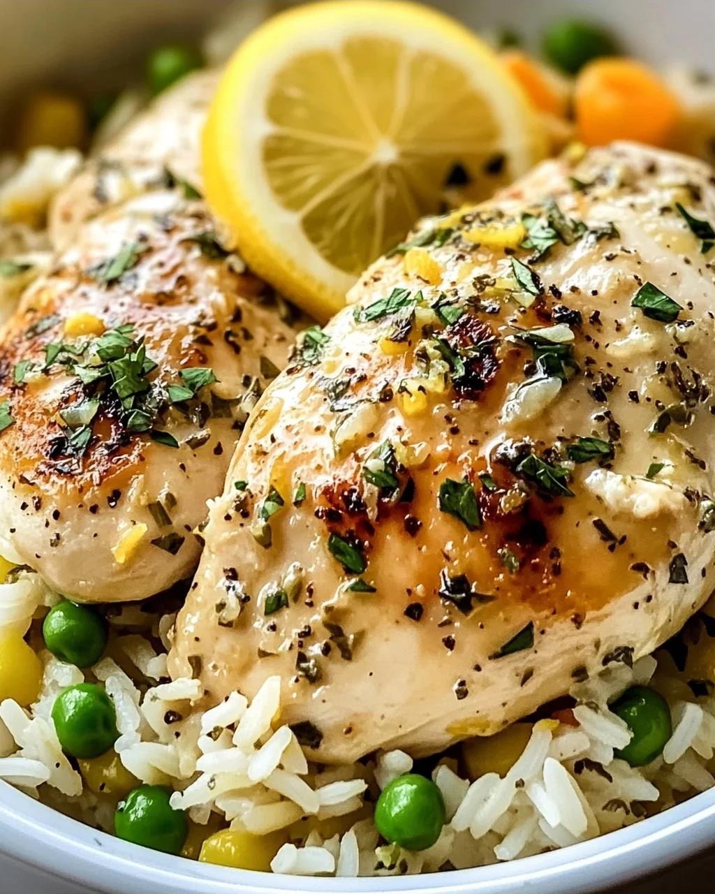 Langsamgekochtes Zitronen-Kräuter-Hühnchen mit Reis Rezept