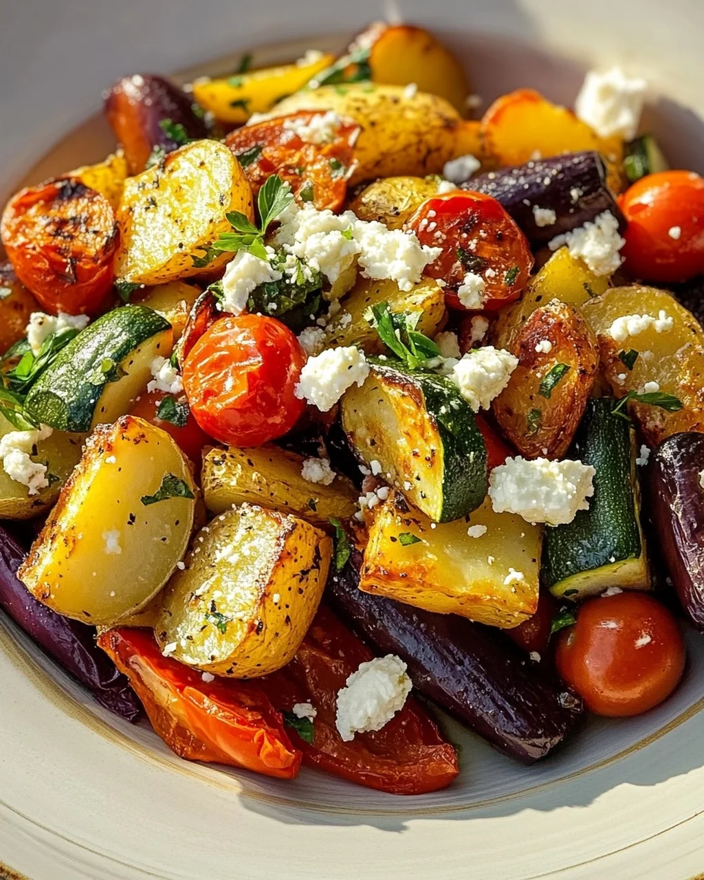 Ofengemüse: Kartoffeln, Feta & Knoblauch – rustikal & aromatisch