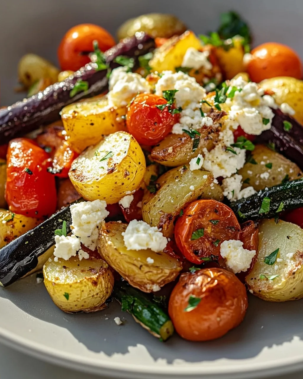 Ofengemüse: Kartoffeln, Feta & Knoblauch – rustikal & aromatisch