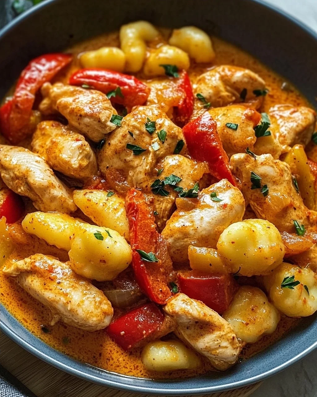 Paprika Sahne Hähnchen mit Gnocchi – Ein Genuss für Feinschmecker!