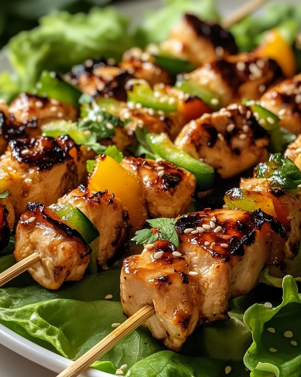 Rezept: Bang Bang Hähnchen Salatwickel-Spieße – Dein Genuss!