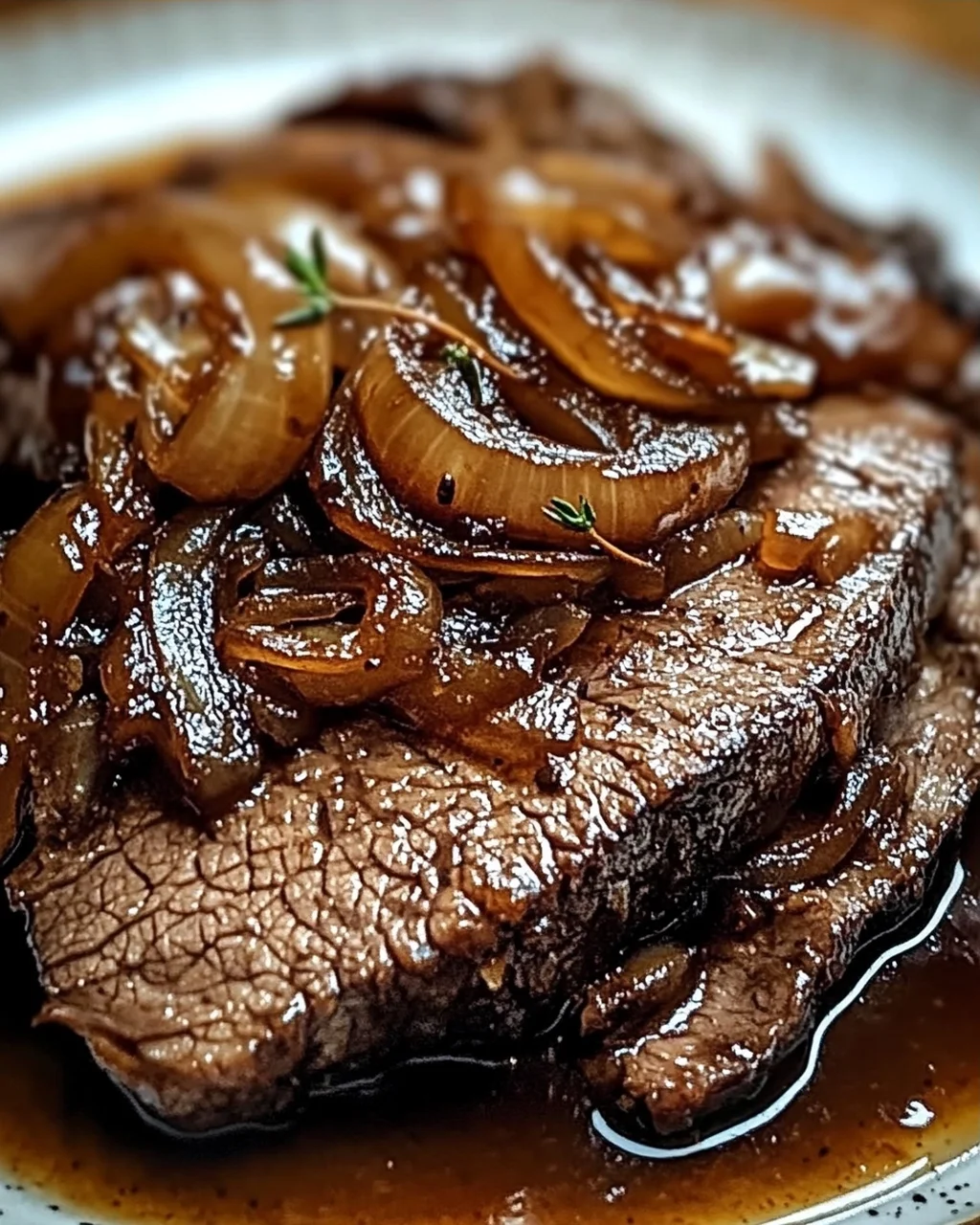 Rinderbrust in Balsamico-Zwiebelsoße