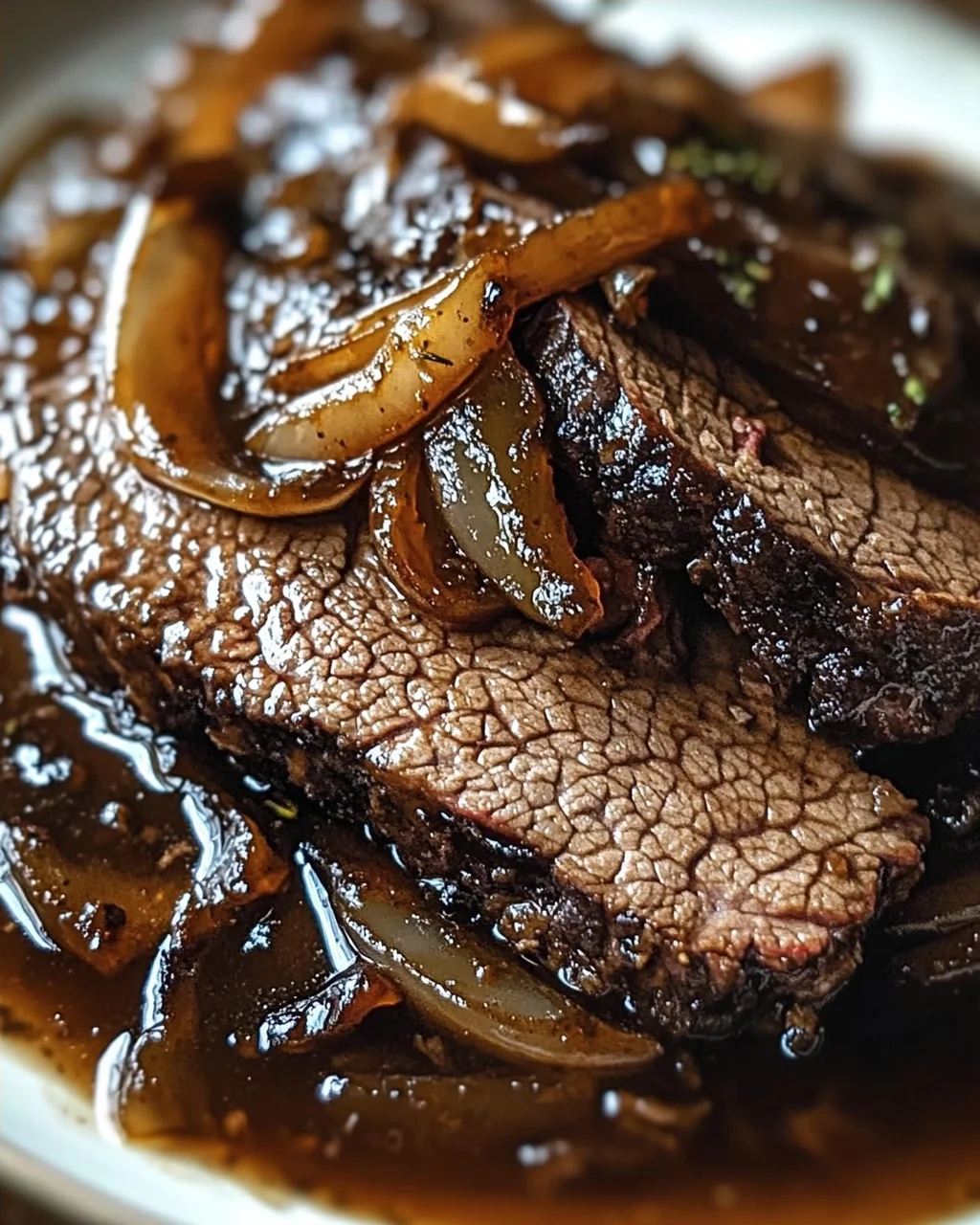 Rinderbrust in Balsamico-Zwiebelsoße