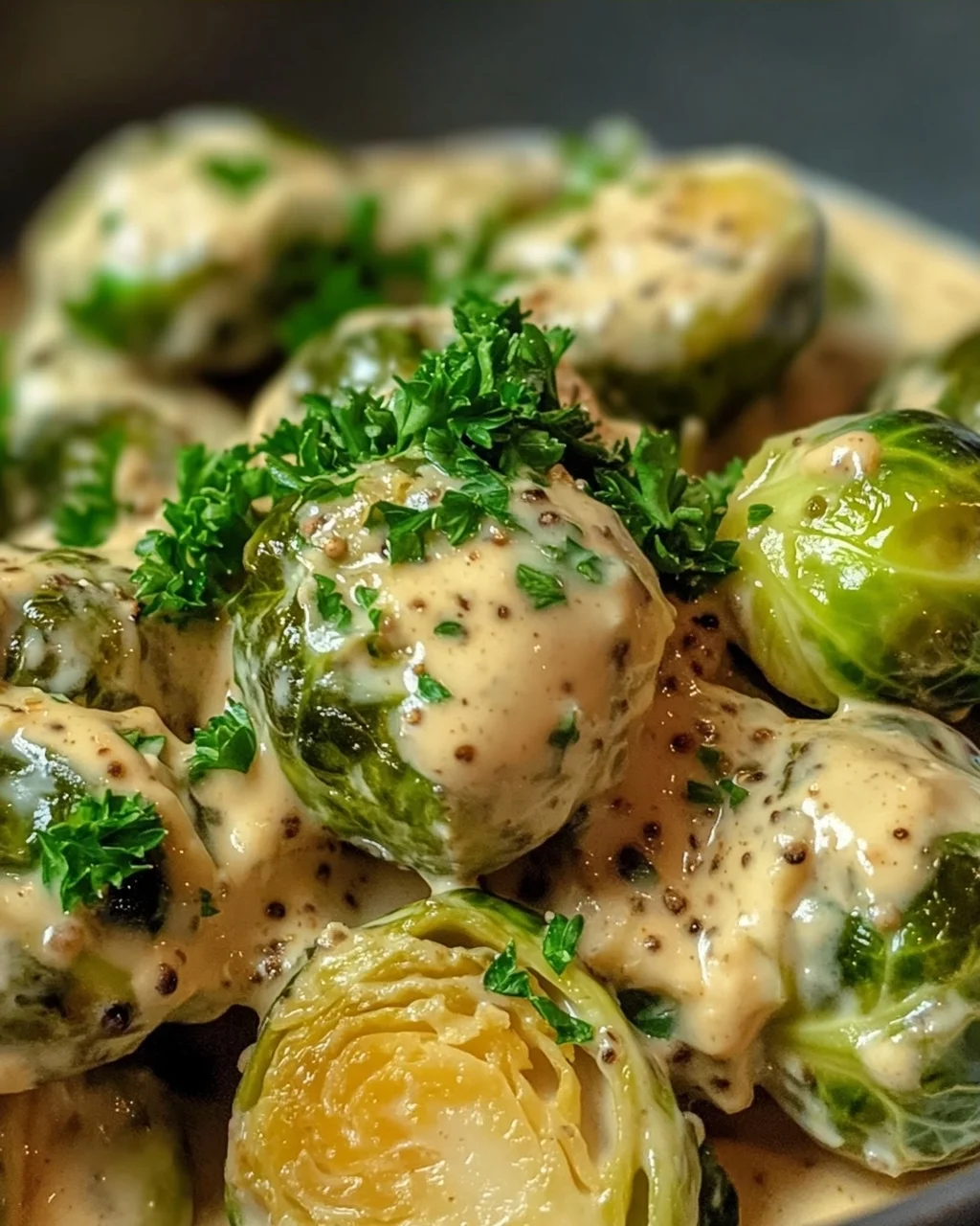 Rosenkohl in Frischkäse-Senfsauce