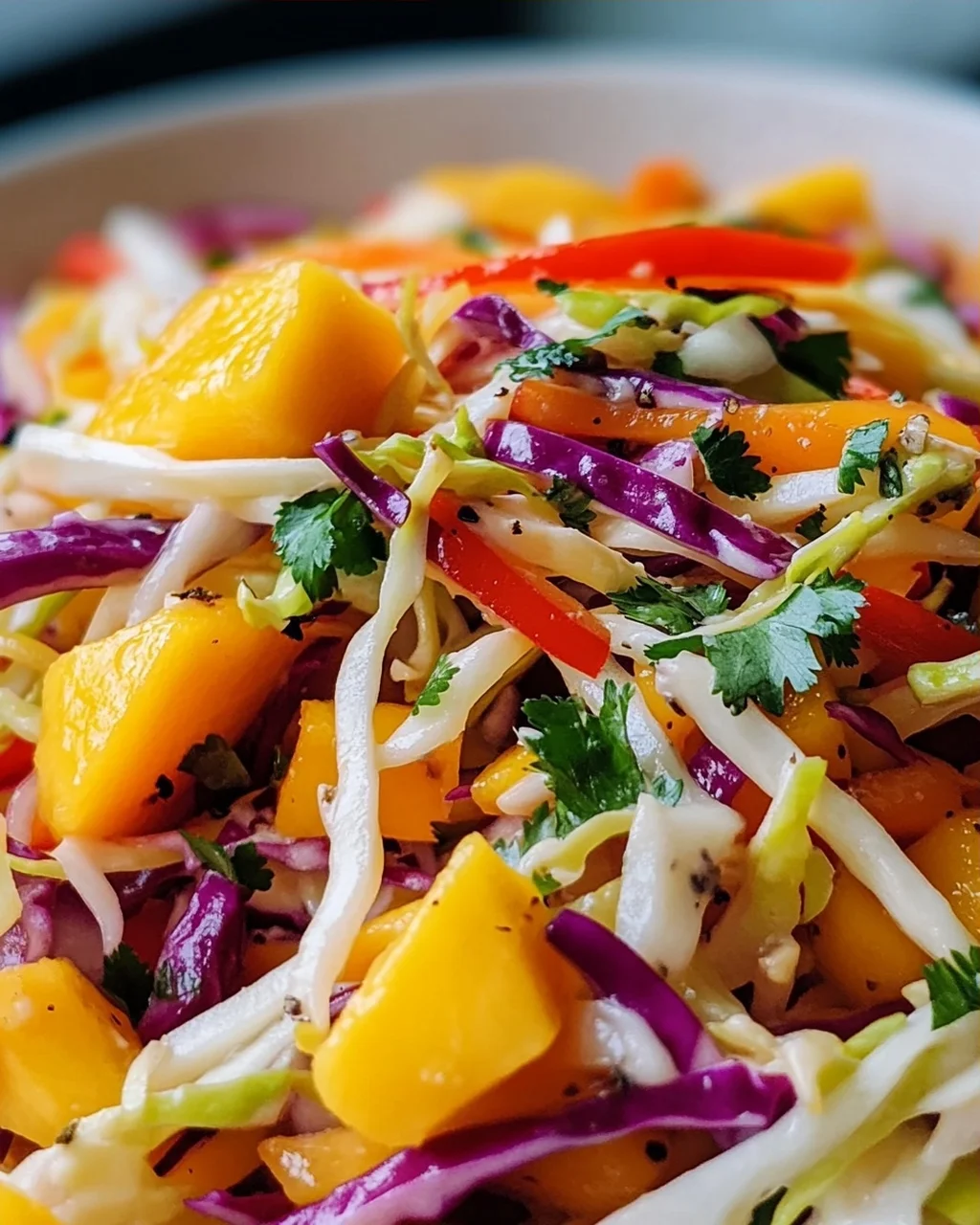 Süß-saurer Mango Slaw: Perfekt zu gegrilltem Rindfleisch!