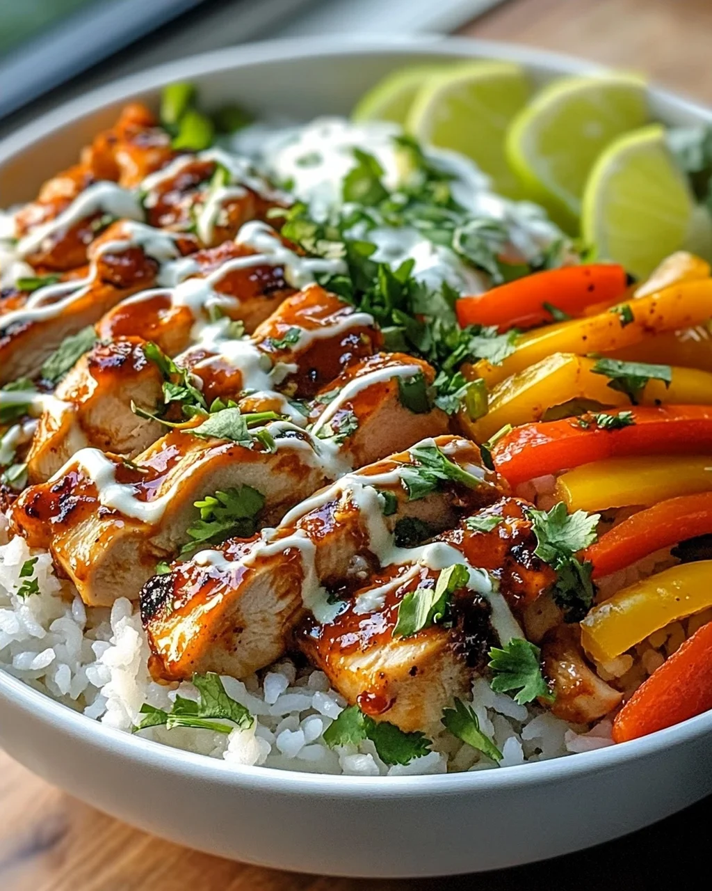 Sweet Chili Chicken Bowl mit Kokos-Limetten-Dressing Rezept