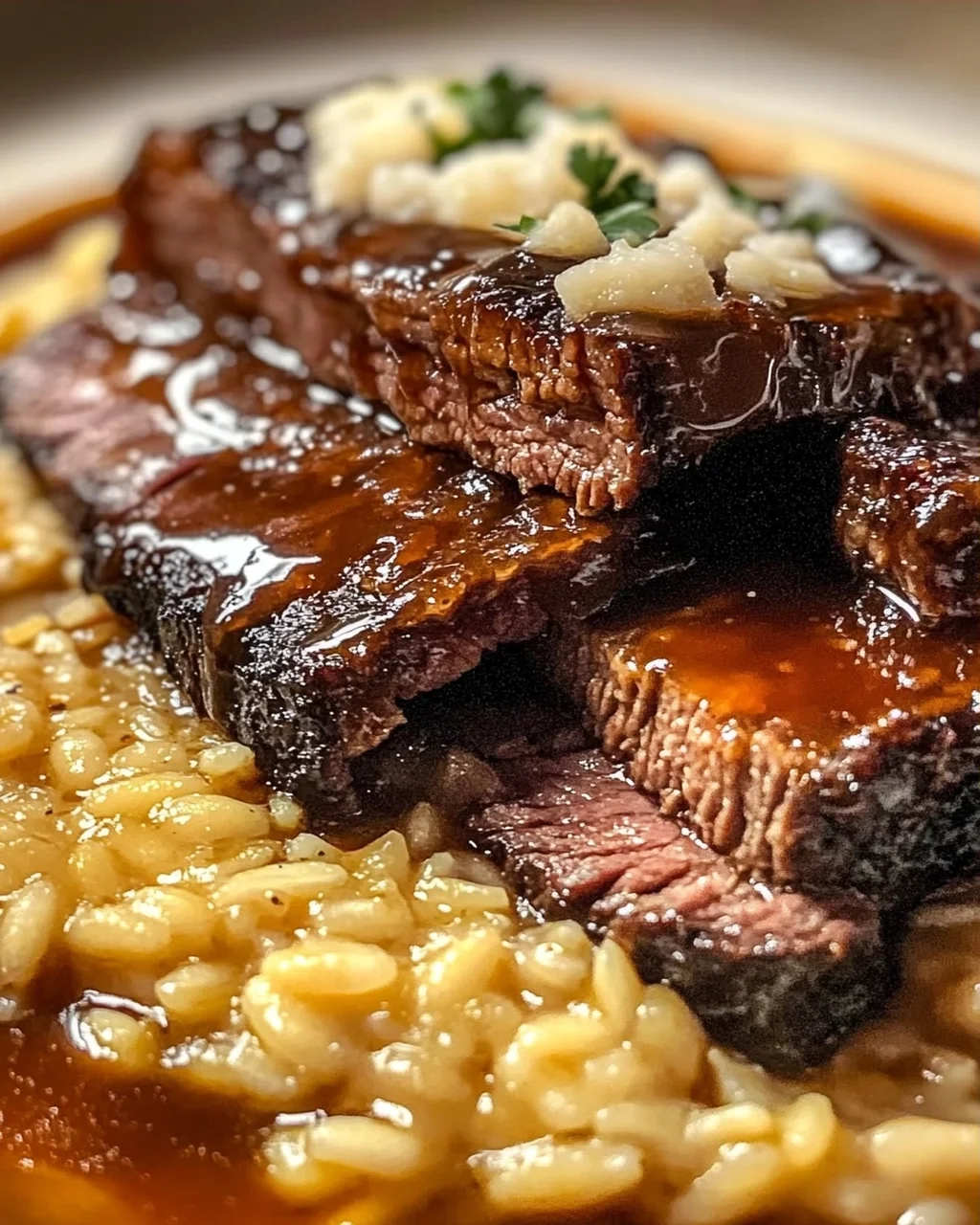Tender Beef Brisket in Cola mit cremigem Parmesan-Risotto