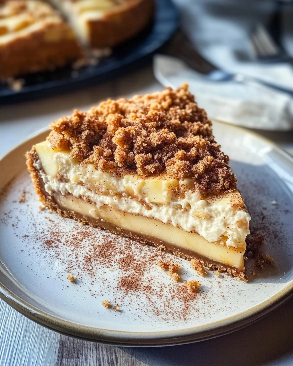 Würziger Bratapfel-Käsekuchen mit Zimtstreuseln