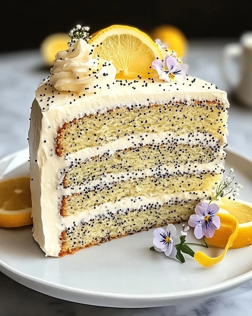Zitronen-Mohnkuchen mit cremigem Frosting